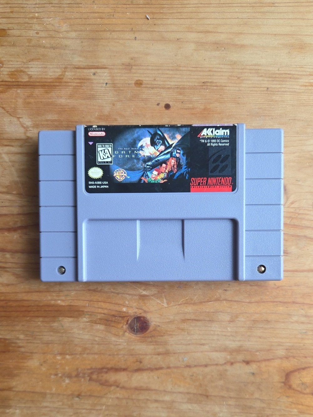 90s Nintendo SNES Batman Forever Video Game Cartridge Grey Authentic TESTED